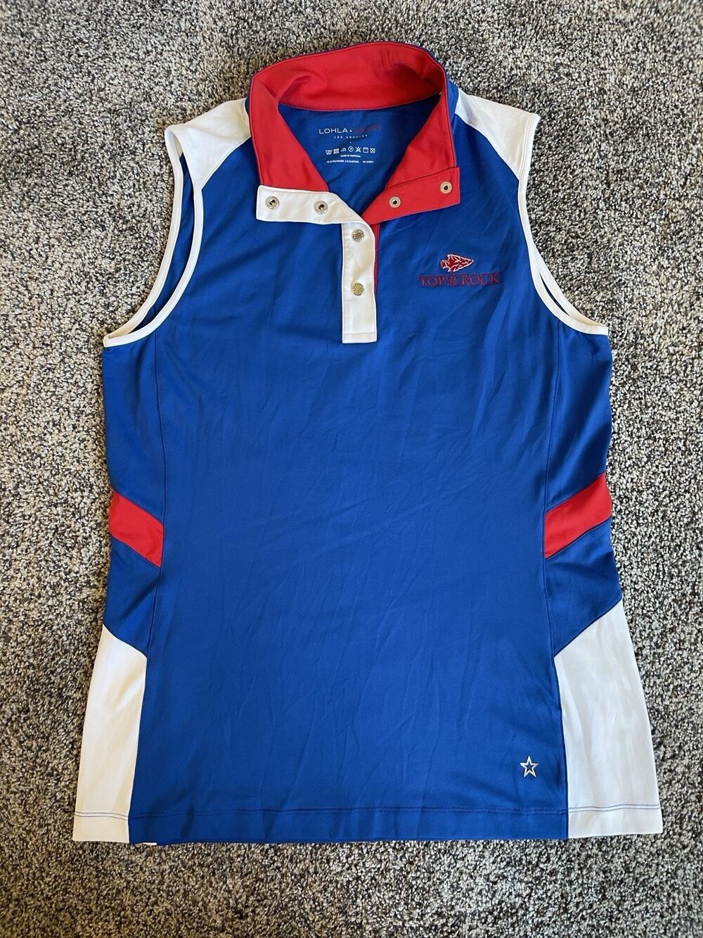 Lohla Sport Women's Large Golf Polo Sleeveless Embroidered "Top of the Rock"
